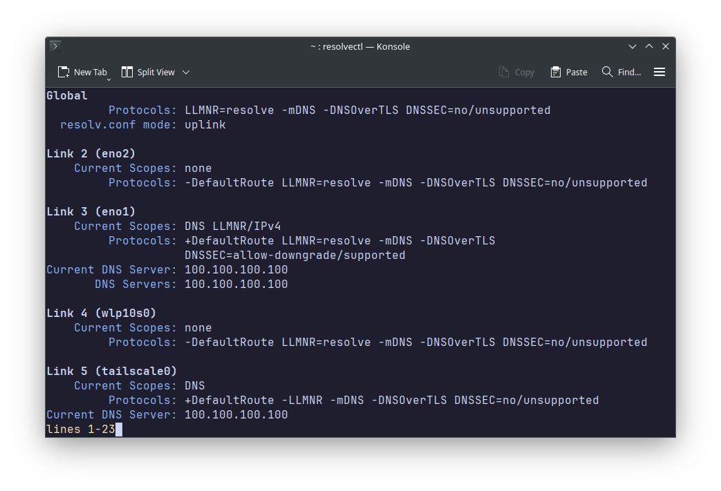 resolvectl status